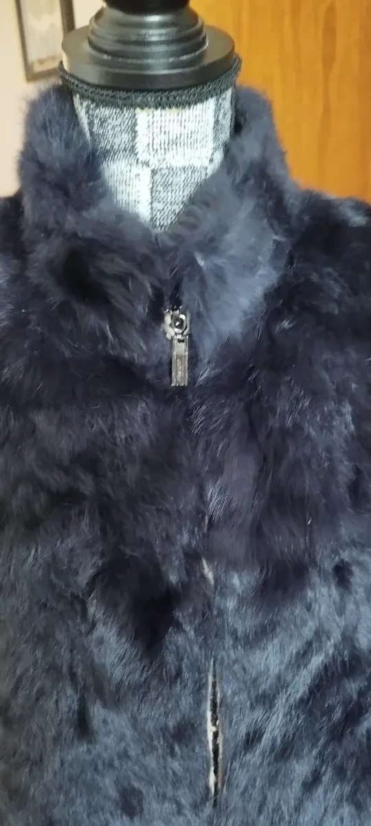 Chaleco piel sintética azul marino