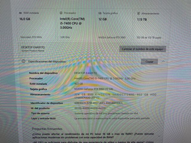 !! URGENTE !!  PC Gaming i5 RTX 3060 12GB