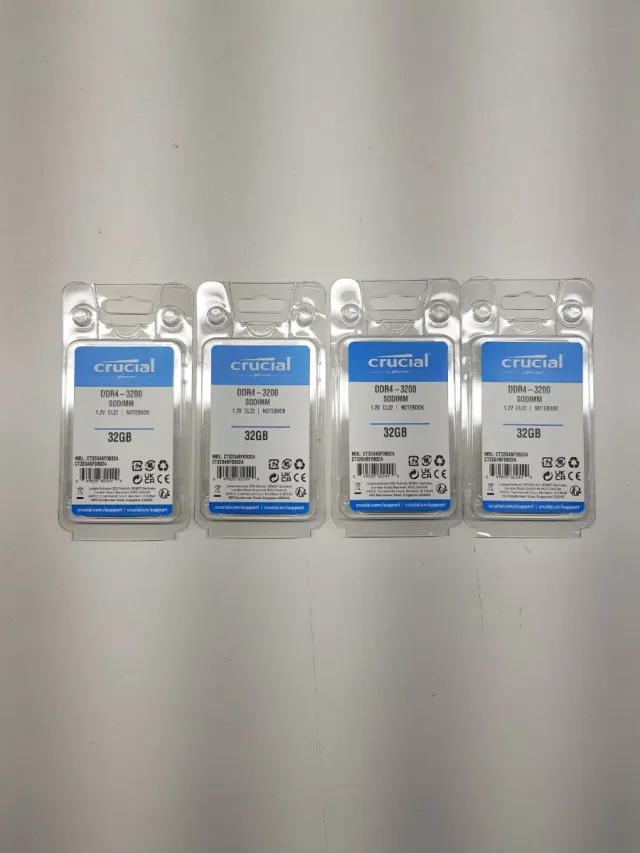 Lote 4 Memórias RAM Crucial DDR4 32Gb 3200 SODIMM
