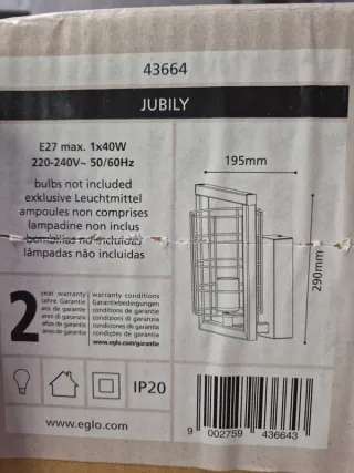 Applique Eglo Jubily Industrial Nero/Argento