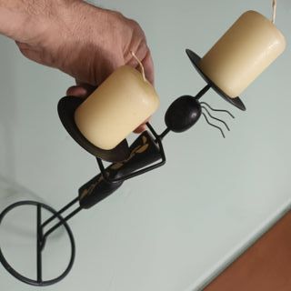 PORTAVELAS Metálico + Madera