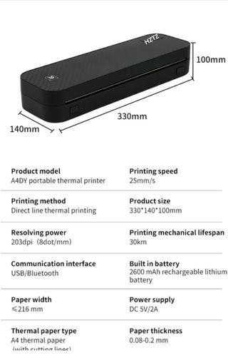 Impresora Portátil HZTZ A4