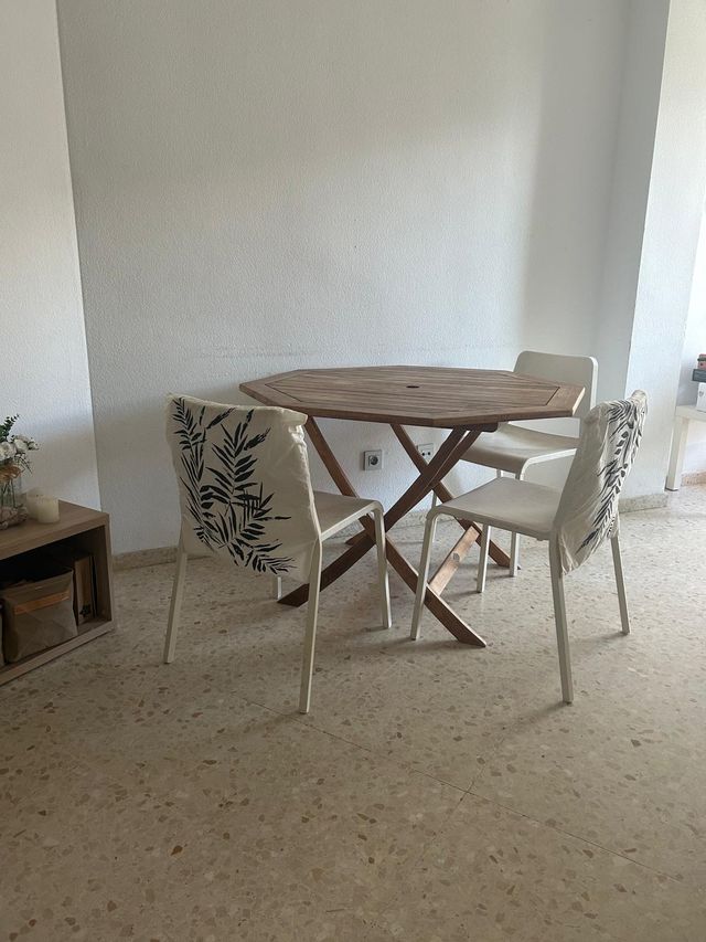 Mesa plegable madera maciza hexagonal