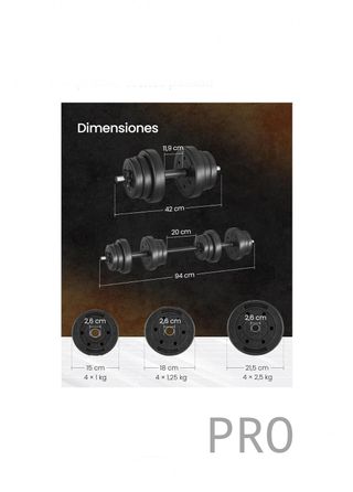 Mancuernas 2 en 1, Mancuernas Ajustables, con Barra Adicional SONGMICS