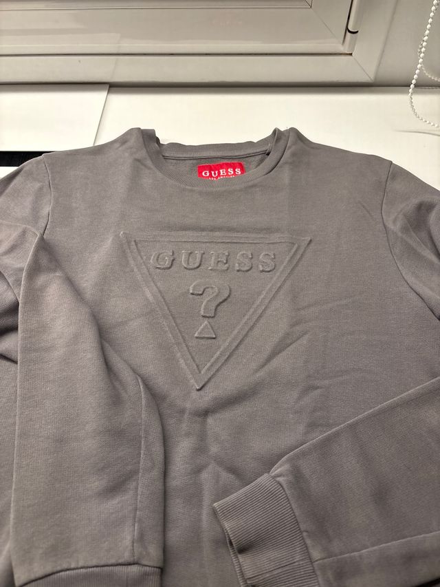 Sudadera Guess Gris con Logo Triángulo