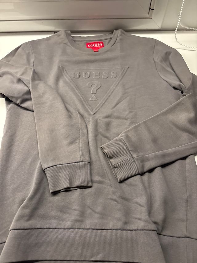 Sudadera Guess Gris con Logo Triángulo
