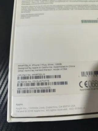 Caja vacía iPhone 7 Plus silver 128 GB