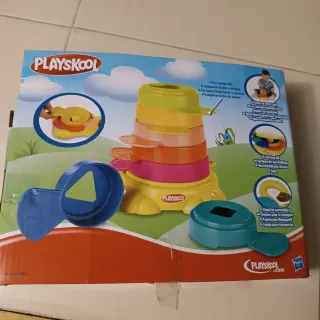 Juego apilable Playskool León y tren de madera