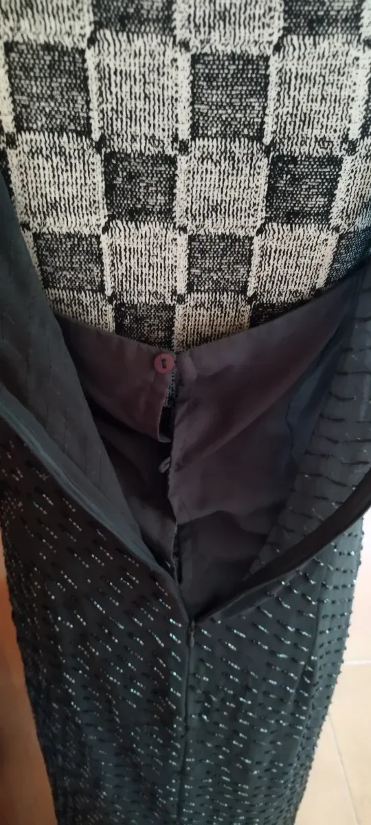 Vestido Mango pedrería gris 1999