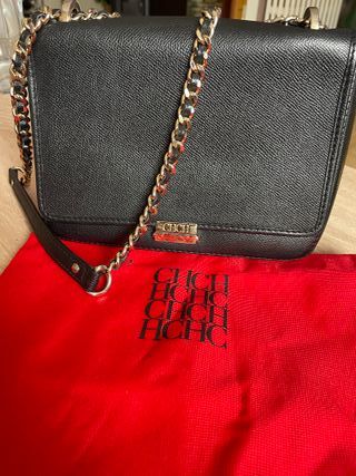 Bolso Carolina Herrera Negro y Dorado