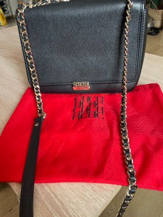 Bolso Carolina Herrera Negro y Dorado