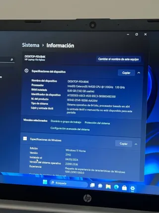 Portátil HP 15s FD0025NS 256GB Intel Celeron N4120