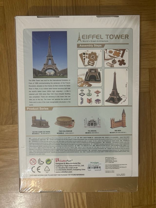 Puzzle 3D Torre Eiffel CubicFun 82 piezas