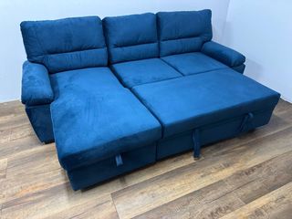 Sofá Cama con Arcón. ¡Terciopelo Anti-Manchas!