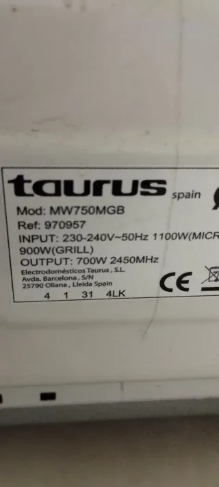 Microondas Taurus Negro