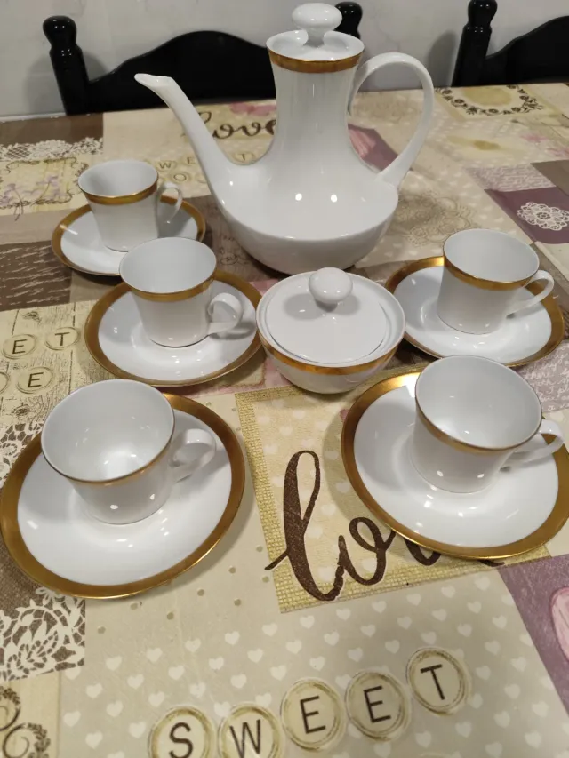 Juego de café Bidasoa porcelana oro