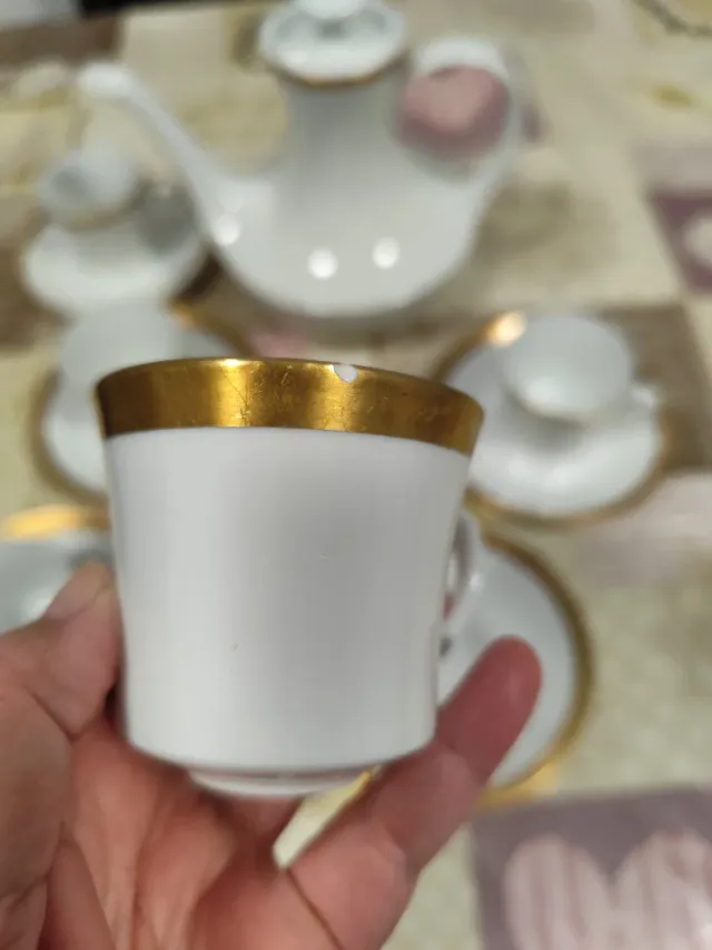 Juego de café Bidasoa porcelana oro