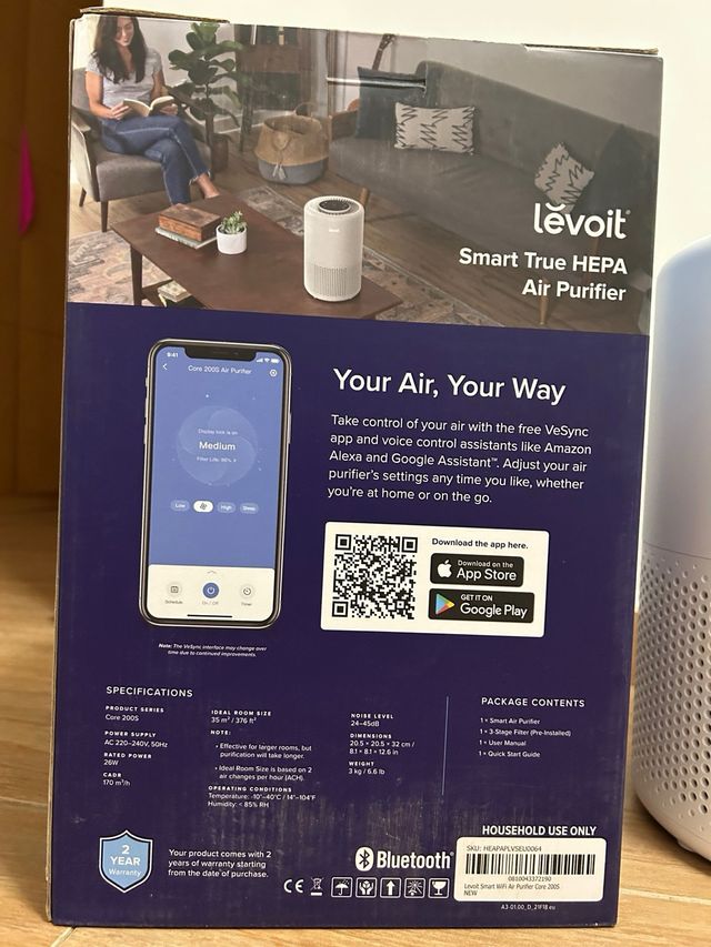 Purificador de Aire Levoit Smart True HEPA