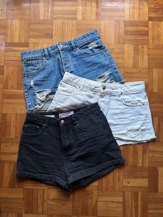 Conjunto 3 shorts vaqueros