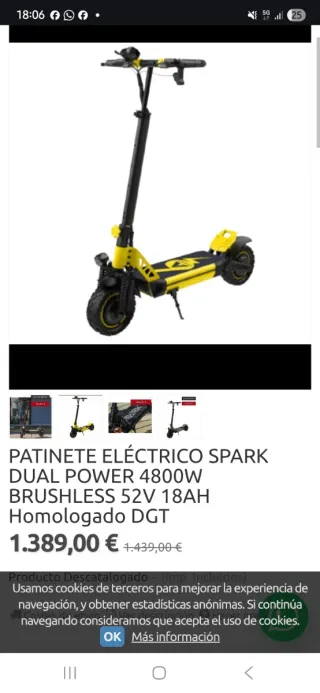 Patinete Eléctrico Spark Dual Power 4800W