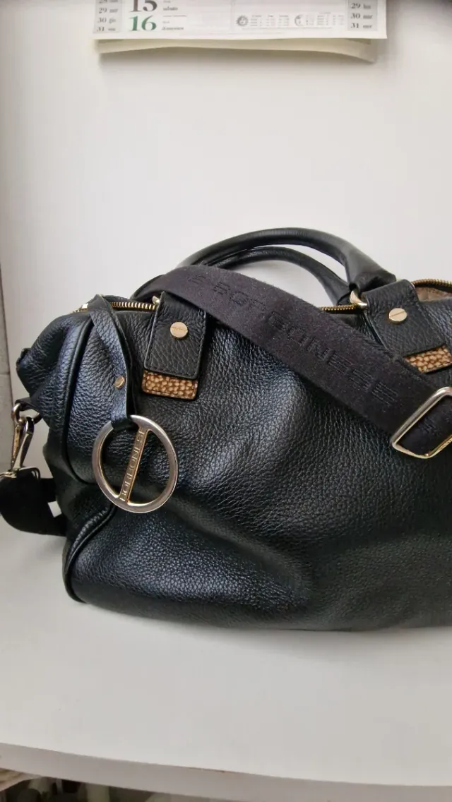 Borsa vera pelle donna Borbonese nera