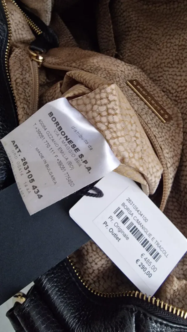 Borsa vera pelle donna Borbonese nera