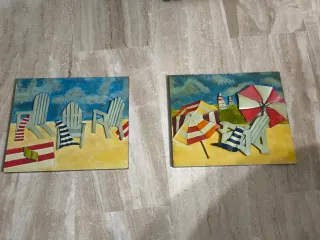 Cuadro relieve chapa metálica playa