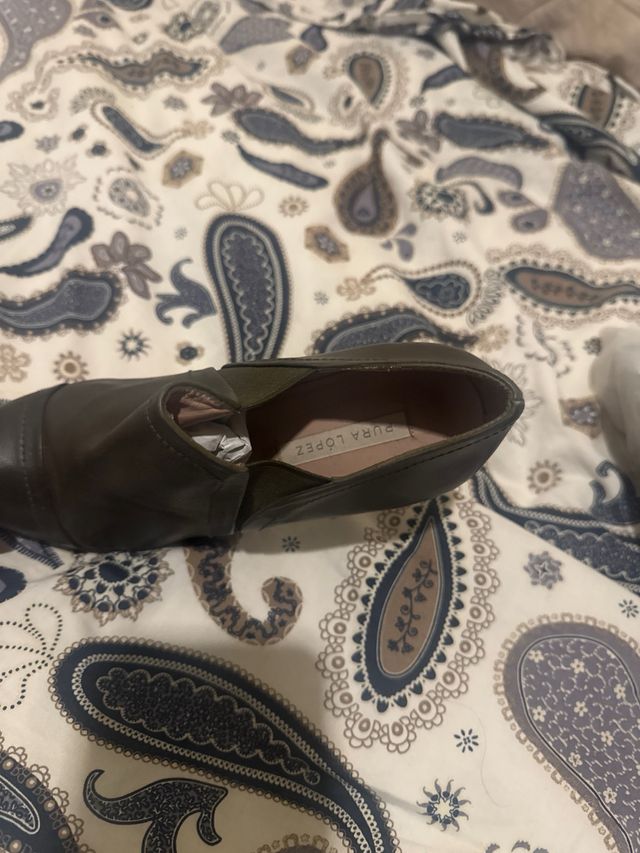 Botines Pura López Talla 38 Verde Oliva