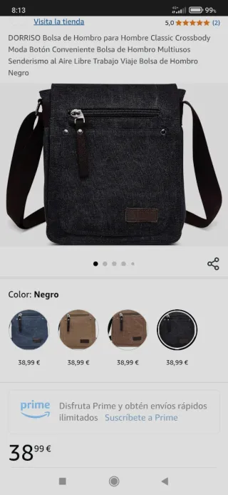 Mariconera DORRISO Negra Hombre.