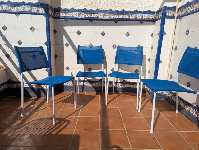 Juego 4 Sillas Terraza/Jardín Metal Azul