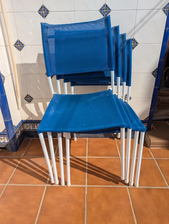 Juego 4 Sillas Terraza/Jardín Metal Azul