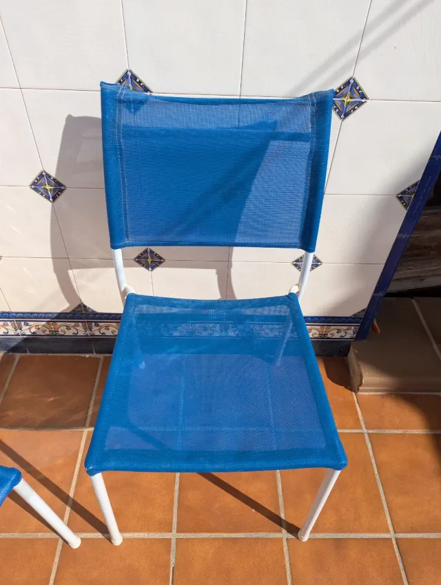 Juego 4 Sillas Terraza/Jardín Metal Azul