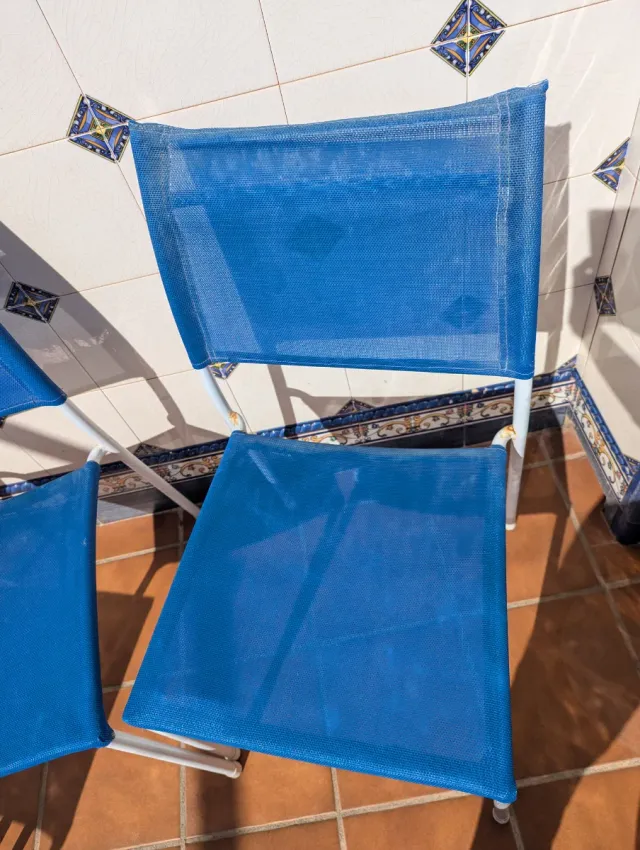 Juego 4 Sillas Terraza/Jardín Metal Azul