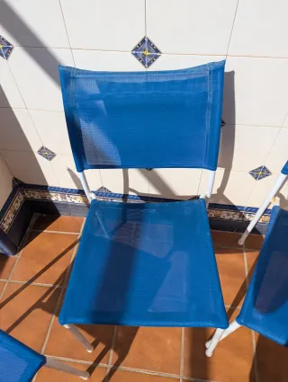 Juego 4 Sillas Terraza/Jardín Metal Azul