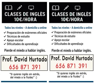 CLASES INGLÉS 10€/H