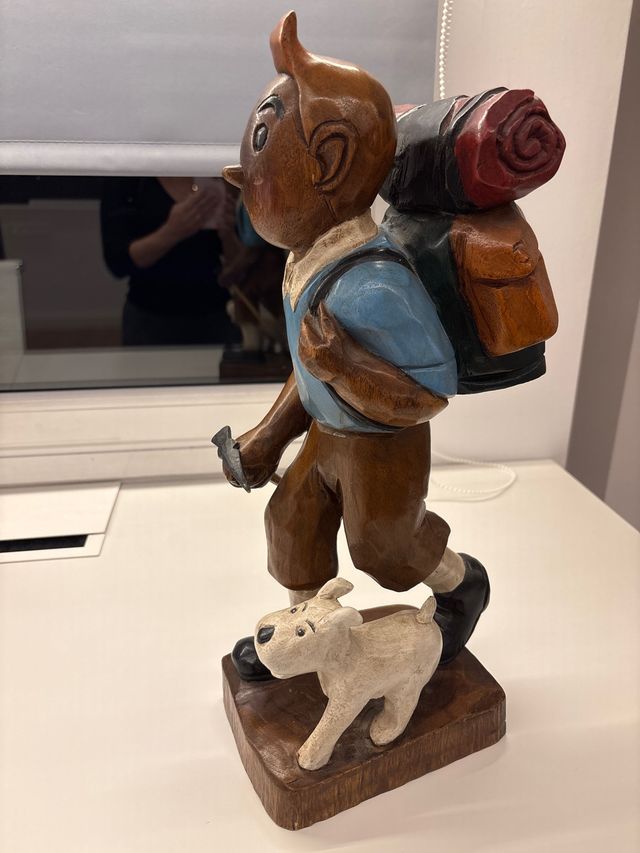 Talla de madera Tintín y Milú