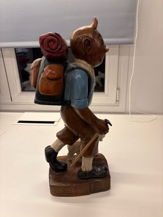 Talla de madera Tintín y Milú