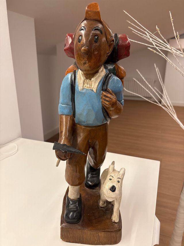 Talla de madera Tintín y Milú