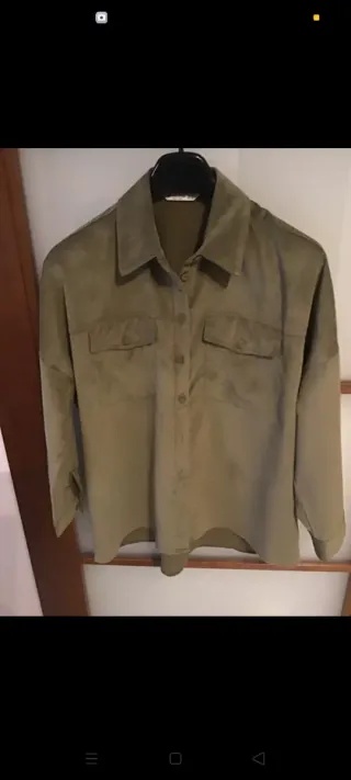 Camicia oversize velluto verde oliva Tg M