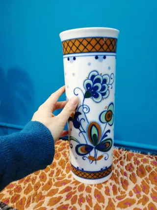 Vaso ceramica vintage anni 60 decorato