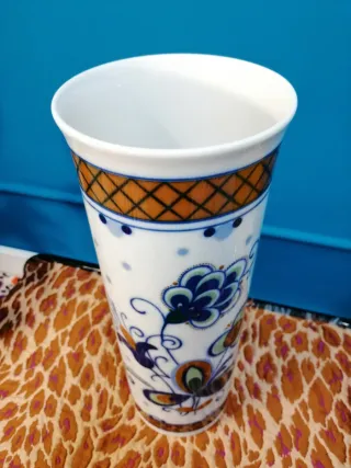 Vaso ceramica vintage anni 60 decorato