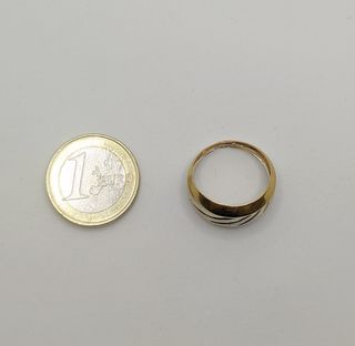Anillo de oro combinado de 18k, 1.94 g, T-18.