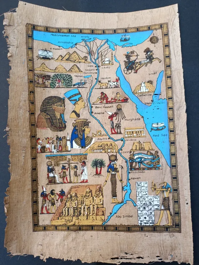 Papiro Egipcio Río Nilo Mapa