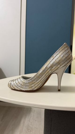 Scarpe Sergio Rossi con paillettes oro e argento