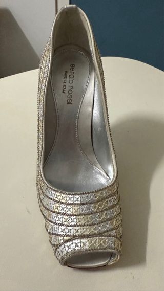 Scarpe Sergio Rossi con paillettes oro e argento