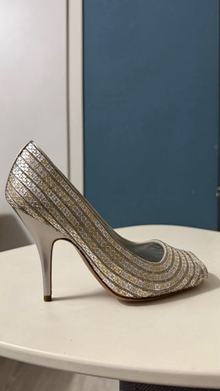 Scarpe Sergio Rossi con paillettes oro e argento