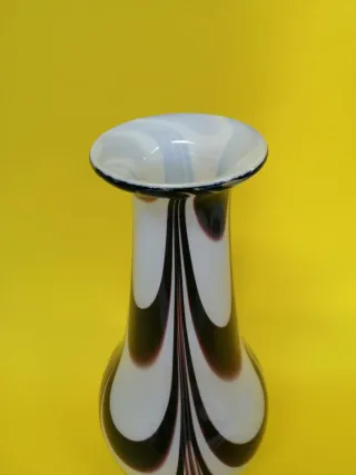 Vaso Murano Vetro Nero Bianco