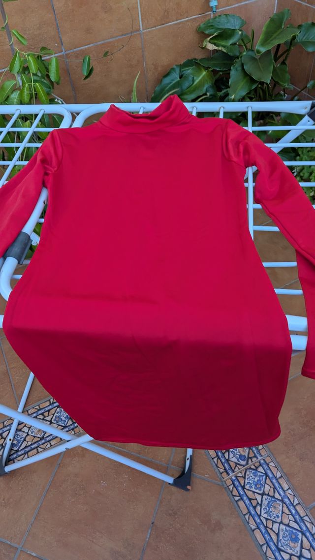 Vestido rojo entallado cuello alto