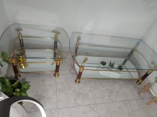 Conjunto comedor mesa centro cristal