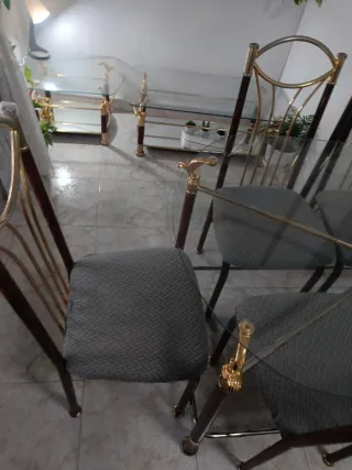 Conjunto comedor mesa centro cristal